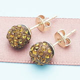 Oro Laminado Stud Earring, Gold Filled Style with Coffee Crystal, Polished, Golden Finish