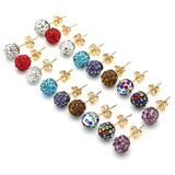 Oro Laminado Stud Earring, Gold Filled Style with Coffee Crystal, Polished, Golden Finish