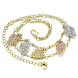 Oro Laminado Charm Anklet , Gold Filled Style Strawberry Design, Polished, Tricolor