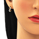Oro Laminado Stud Earring, Gold Filled Style Infinite Design, with Multicolor Micro Pave, Polished, Golden Finish