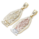 Oro Laminado Religious Pendant, Gold Filled Style Guadalupe Design, Polished, Tricolor