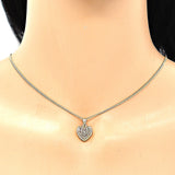 Oro Laminado Earring and Pendant Adult Set, Gold Filled Style Heart Design, with Garnet Micro Pave, Polished, Golden Finish