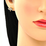 Oro Laminado Stud Earring, Gold Filled Style Dragon-Fly Design, with Garnet Micro Pave, Polished, Golden Finish