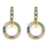 Oro Laminado Huggie Hoop, Gold Filled Style with Multicolor Micro Pave, Polished, Golden Finish