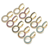 Oro Laminado Huggie Hoop, Gold Filled Style with Multicolor Micro Pave, Polished, Golden Finish