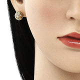 Oro Laminado Stud Earring, Gold Filled Style with Garnet and White Micro Pave, Polished, Golden Finish