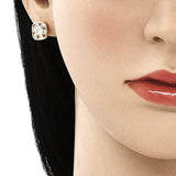 Oro Laminado Stud Earring, Gold Filled Style with Garnet and White Micro Pave, Polished, Golden Finish