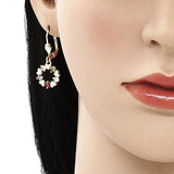 Oro Laminado Dangle Earring, Gold Filled Style Heart Design, with Multicolor Cubic Zirconia, Polished, Golden Finish