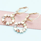 Oro Laminado Dangle Earring, Gold Filled Style Heart Design, with Multicolor Cubic Zirconia, Polished, Golden Finish
