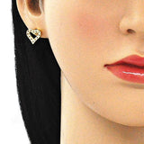 Oro Laminado Stud Earring, Gold Filled Style Polished, Golden Finish