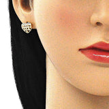 Oro Laminado Stud Earring, Gold Filled Style Polished, Golden Finish