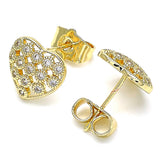 Oro Laminado Stud Earring, Gold Filled Style Polished, Golden Finish