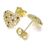 Oro Laminado Stud Earring, Gold Filled Style Polished, Golden Finish