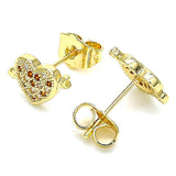 Oro Laminado Stud Earring, Gold Filled Style Polished, Golden Finish