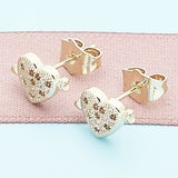 Oro Laminado Stud Earring, Gold Filled Style Polished, Golden Finish