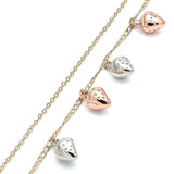 Oro Laminado Charm Anklet , Gold Filled Style Strawberry Design, Polished, Tricolor