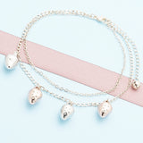 Oro Laminado Charm Anklet , Gold Filled Style Strawberry Design, Polished, Tricolor