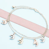 Oro Laminado Charm Anklet , Gold Filled Style Dolphin Design, Polished, Tricolor