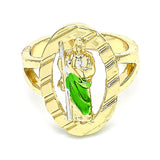 Oro Laminado Elegant Ring, Gold Filled Style San Judas Design, Polished, Tricolor