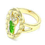 Oro Laminado Elegant Ring, Gold Filled Style San Judas Design, Polished, Tricolor