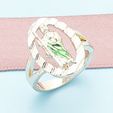 Oro Laminado Elegant Ring, Gold Filled Style San Judas Design, Polished, Tricolor