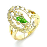 Oro Laminado Elegant Ring, Gold Filled Style San Judas Design, Polished, Tricolor