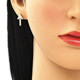 Oro Laminado Stud Earring, Gold Filled Style with White Cubic Zirconia, Polished, Golden Finish