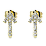 Oro Laminado Stud Earring, Gold Filled Style with White Cubic Zirconia, Polished, Golden Finish