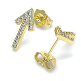 Oro Laminado Stud Earring, Gold Filled Style with White Cubic Zirconia, Polished, Golden Finish