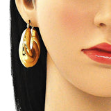 Oro Laminado Medium Hoop, Gold Filled Style Hollow Design, Brushed Finish, Golden Finish