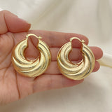 Oro Laminado Medium Hoop, Gold Filled Style Hollow Design, Brushed Finish, Golden Finish