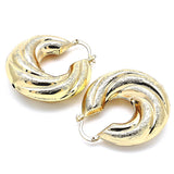 Oro Laminado Medium Hoop, Gold Filled Style Hollow Design, Brushed Finish, Golden Finish