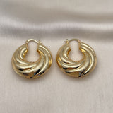 Oro Laminado Medium Hoop, Gold Filled Style Hollow Design, Brushed Finish, Golden Finish