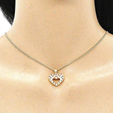 Oro Laminado Pendant Necklace, Gold Filled Style Heart Design, with Garnet and White Micro Pave, Polished, Golden Finish