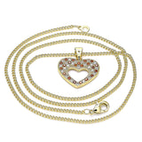 Oro Laminado Pendant Necklace, Gold Filled Style Heart Design, with Garnet and White Micro Pave, Polished, Golden Finish