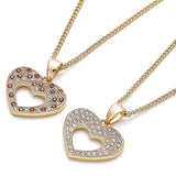 Oro Laminado Pendant Necklace, Gold Filled Style Heart Design, with Garnet and White Micro Pave, Polished, Golden Finish