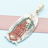 Oro Laminado Religious Pendant, Gold Filled Style Guadalupe Design, with Multicolor Crystal, Polished, Tricolor
