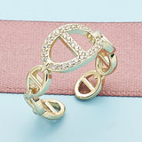 Oro Laminado Multi Stone Ring, Gold Filled Style Puff Mariner Design, with White Micro Pave, Polished, Golden Finish