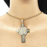 Oro Laminado Religious Pendant, Gold Filled Style Crucifix Design, Polished, Tricolor