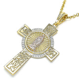 Oro Laminado Religious Pendant, Gold Filled Style Crucifix Design, Polished, Tricolor