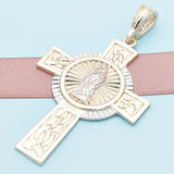 Oro Laminado Religious Pendant, Gold Filled Style Crucifix Design, Polished, Tricolor