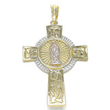 Oro Laminado Religious Pendant, Gold Filled Style Crucifix Design, Polished, Tricolor