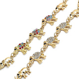 Oro Laminado Fancy Bracelet, Gold Filled Style Elephant Design, with White and Black Crystal, Polished, Golden Finish