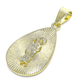 Oro Laminado Religious Pendant, Gold Filled Style San Judas Design, Polished, Golden Finish