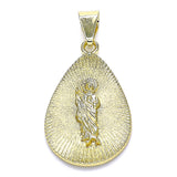 Oro Laminado Religious Pendant, Gold Filled Style San Judas Design, Polished, Golden Finish