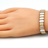 Oro Laminado Fancy Bracelet, Gold Filled Style Polished, Tricolor