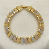 Oro Laminado Fancy Bracelet, Gold Filled Style Polished, Tricolor
