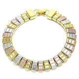 Oro Laminado Fancy Bracelet, Gold Filled Style Polished, Tricolor