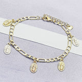 Oro Laminado Charm Bracelet, Gold Filled Style Guadalupe Design, Polished, Tricolor