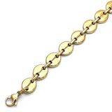 Stainless Steel Basic Anklet, Puff Mariner Design, Polished, Golden Finish